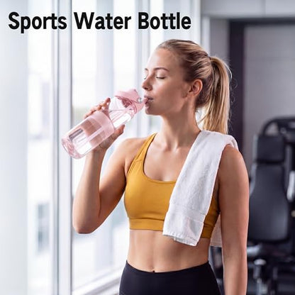 OLDLEY Frosted Clear Water Bottle with Straw 32oz - Pink Variation
