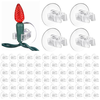 200 Pcs Mini Christmas Light Suction Cup Holders - Clear, Reusable & Easy to Install