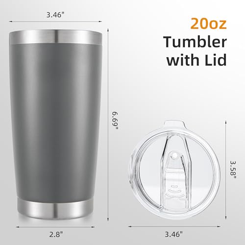 Gray 20oz Stainless Steel Insulated Tumbler Set with Lid - 12 Pack