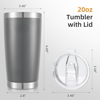 Gray 20oz Stainless Steel Insulated Tumbler Set with Lid - 12 Pack