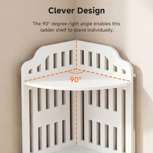 5 Tier Corner Storage Shelf - Waterproof PVC Freestanding Organizer for Bathroom, Kitchen & Living Room