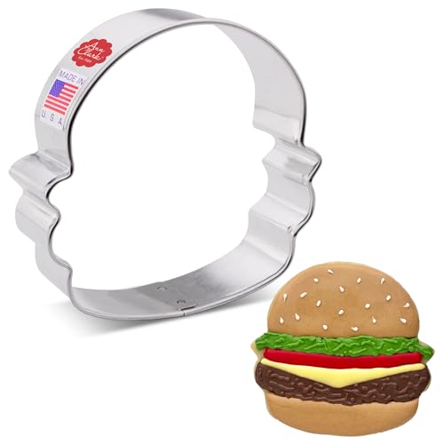 Hamburger Cookie Cutter 3-3/4 Inch Food-Safe Steel for Baking and Cake Decoration
