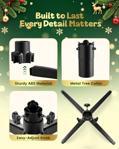 Black 35 Inch Rolling Christmas Tree Stand for Up to 12 FT Artificial Trees