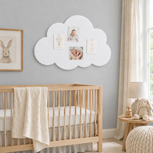 White Cloud Felt Bulletin Board 24 x 18 in with 20 Push Pins - Cloud-Shaped Wall Decor