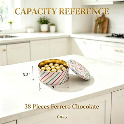 3 Pack Decorative Round Cookie Tins Food Safe Metal Gift Storage Containers