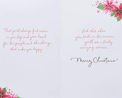American Greetings Christmas Card for Daughter - Festive Floral Poinsettia Holiday Greeting - Truly Amazing Woman