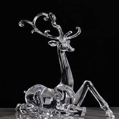 White Sitting Acrylic Reindeer Figurine for Christmas Decor - 11.4"