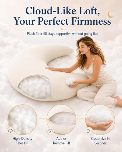 Moon Sleep Moon Spoon Body Pillow for Side Sleepers - Light Yellow