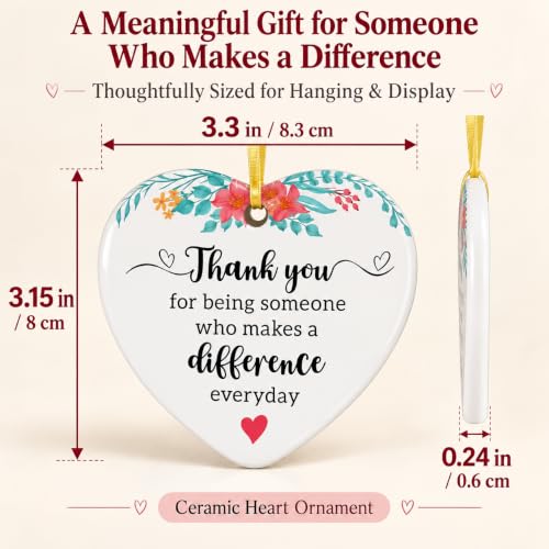Thank You Heart-Shaped Teacher Appreciation Ornament - Keepsake Gift