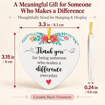 Thank You Heart-Shaped Teacher Appreciation Ornament - Keepsake Gift