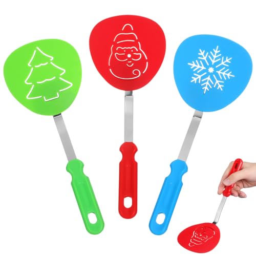 Christmas Spatula Turner Set - Holiday Kitchen Cooking Utensils - Tree Snowflake Santa