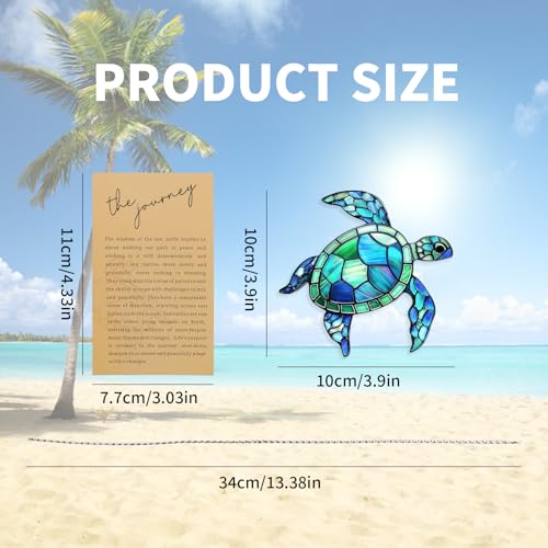 Sea Turtle Acrylic Window Suncatcher Coastal Decor Christmas Ornament Blue Sea