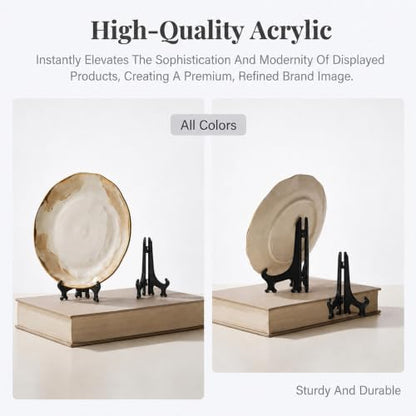 Black Mini Acrylic Plate Stand Set of 4 - Small Display Easels 2.95 Inch