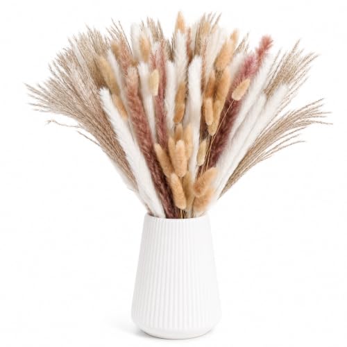 150PCS Dried Pampas Grass Flowers Bouquet for Boho Rustic Home & Wedding Decor