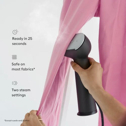 Steamery Cirrus Icon Handheld Clothes Steamer Black with Heated Plate