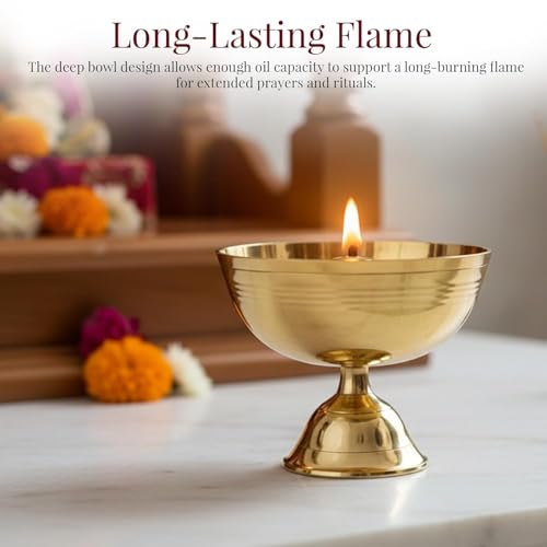 Brass Akhand Jyoti Diya for Pooja Small 5 No Traditional Deepak