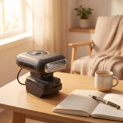 Portable Battery-Powered Space Heater with 90° Tilt, USB Charging, Quiet Operation