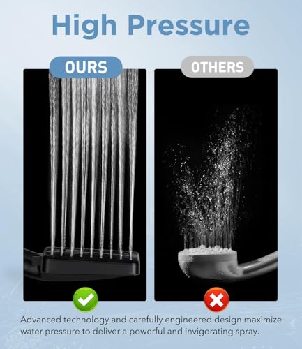 MakeFit Black Handheld Shower Head with Filter & 7 Modes - High Pressure