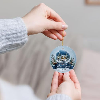 Christmas Snow Globe Ornament - Winter Village Scene with