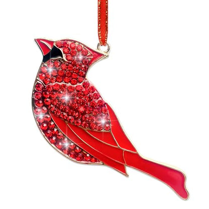 Red Cardinal Christmas Ornament - Metal Hanging Holiday Decoration for Tree, Wall, Fireplace, Gift Box Included