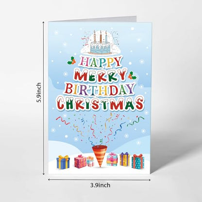 Blue Christmas & Birthday Card with Envelope - Funny Festive Greeting Card