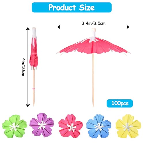 100 Pcs Colorful Cocktail Umbrellas - Drink & Party Decorations