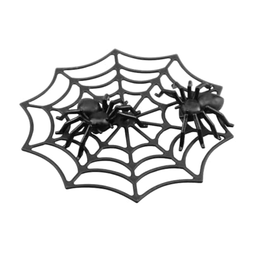 Halloween Spider Decorations Pack - 80 Mini Plastic Spiders & 10 Webs