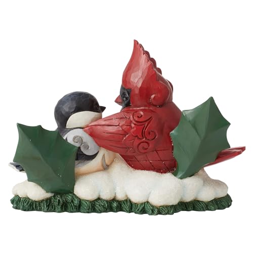 Jim Shore Highland Cardinal and Chickadee Sharing Figurine - 4.33 Inch, Multicolor