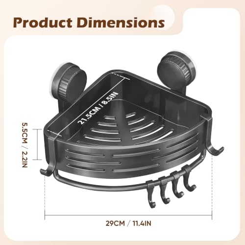 Corner Shower Caddy with Suction Cups, ABS Plastic, Grey 2pcs