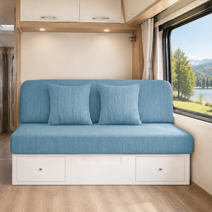 Gollense RV Couch Cover Set with Pillow Covers - Blue, Universal Fit