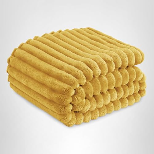 Bedsure GentleSoft Yellow Fleece Blanket for Couch - Cozy Soft Blankets for Women, Cute Small Throws for Girls, 60x80 Inches