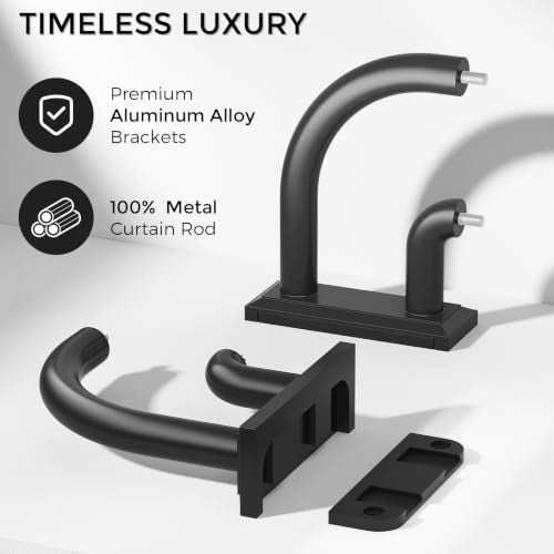 Black Double Curtain Rod 36-72 Inch - Wrap Around Design for Windows - Variation of THIS listing