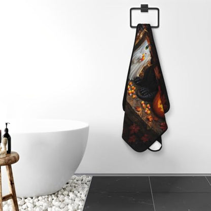 Cute Halloween Cat Bath Towel - Absorbent Coral Fleece, 27 x 55 Inches - One Size