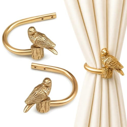 Gold Bird Curtain Holdbacks Set of 2 Wall Mount Drapery Holders