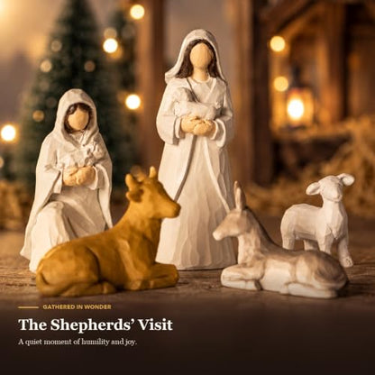 Christmas Nativity Set with Lighted Stable - 17 Pcs Religious Holiday Decor