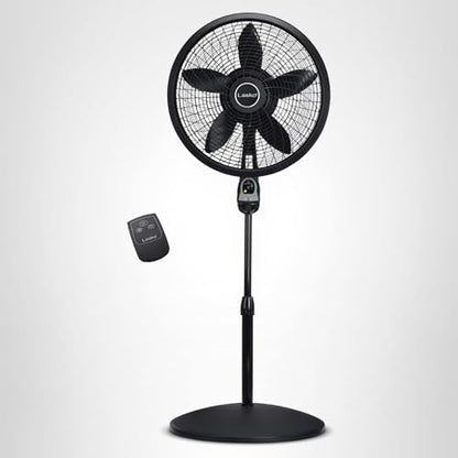 Lasko Oscillating Cyclone Pedestal Fan, Adjustable Height, Timer, Remote Control, 3 Speeds, for Bedroom, Living Room, Home Office, 18", Black, 1843