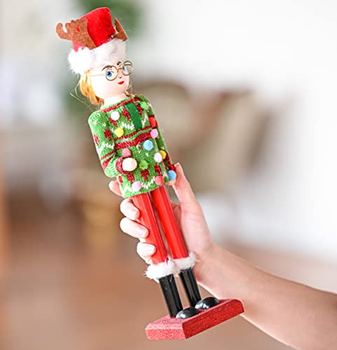 15-Inch Wooden Nutcracker Girl Christmas Decor for Holiday Table or Mantel