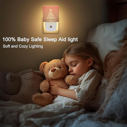 Christmas Tree Plug-in Night Light with Dusk to Dawn Sensor - Warm Kids Bedroom Decor
