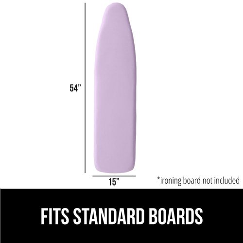 GORILLA GRIP The Original Ironing Board Cover and Pad, Silicone Coating, 400°F Scorch Resistant Thick Padding, Heavy Duty Iron Covers Standard Boards, Hook and Loop Fastener Strap, Light Purple 15x54