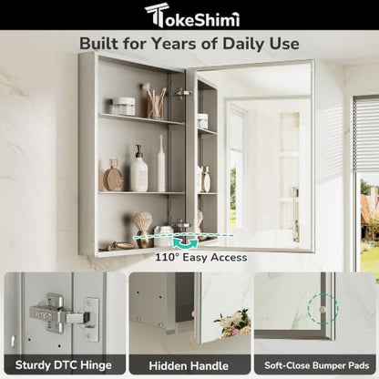 14x24 Inch Medicine Cabinet with Double-Sided Mirror and 110° DTC Hinge - Wall-Mounted
