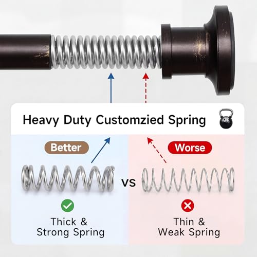 Bronze Tension Curtain Rod 24-78 Inch No Drilling Spring Support for Windows & Shower