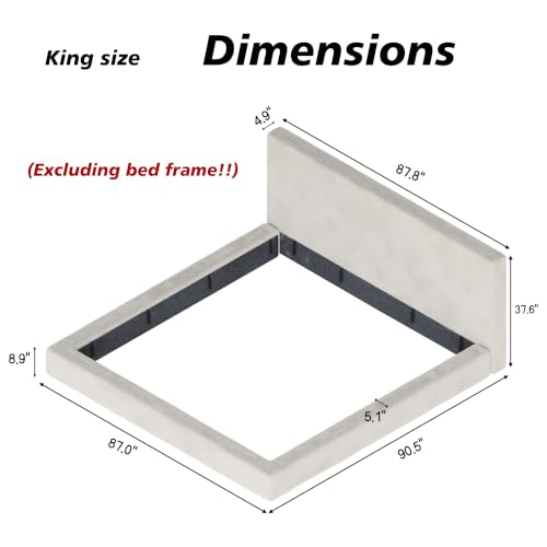 King Size Frameless Bed Surround with Headboard - Soft Cloud Padding, Off-White