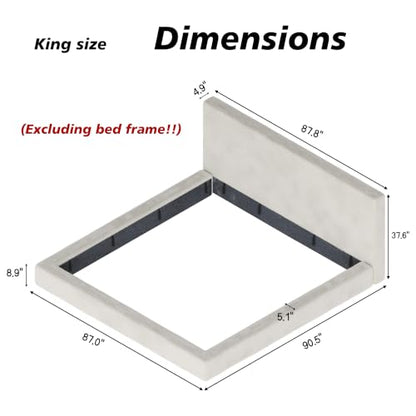 King Size Frameless Bed Surround with Headboard - Soft Cloud Padding, Off-White