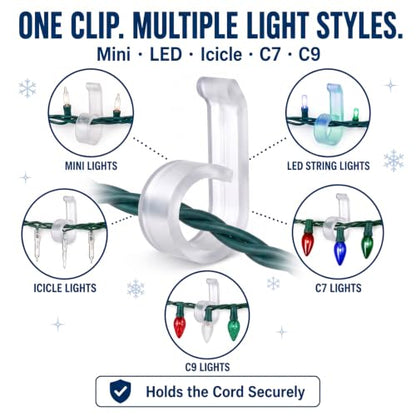 100 Pcs Vinyl Siding Hooks for Christmas Lights - Outdoor Decorative Clips with No Damage