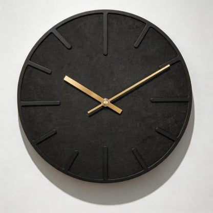 Wall Clock 12 Inch Diameter Black Wooden Dial Silent Quartz Movement - Black / 12 Inch