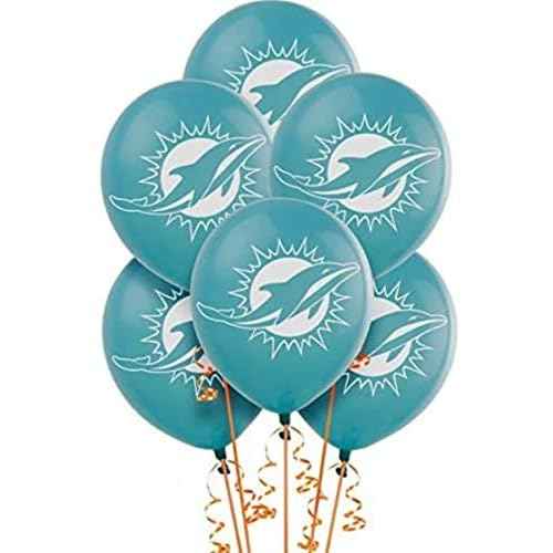 amscan Miami Dolphins Party Balloons - 12", Blue/White, 6 Pcs