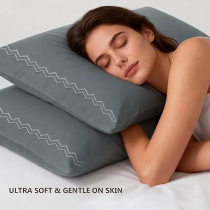 Suprioll Queen Size Pillowcases Set of 2 - Dark Grey, Hotel-Inspired Ultra Soft Microfiber