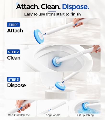 Disposable Toilet Brush and Holder Set with 48 Refill Heads - One Size