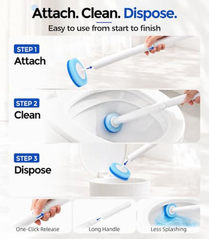 Disposable Toilet Brush and Holder Set with 48 Refill Heads - One Size