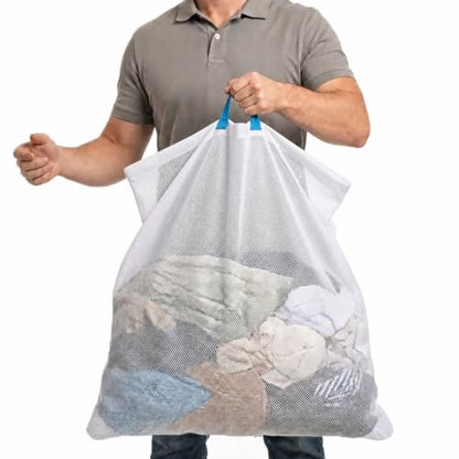 Extra Large Mesh Laundry Bag with Zipper - Heavy Duty Washable Hamper Liner